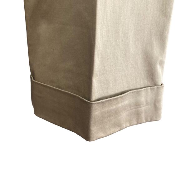 J. Crew Stretch City Fit Khaki Wide Leg Cuffed Pants Sz 4 Career Wear Office - Picture 5 of 7